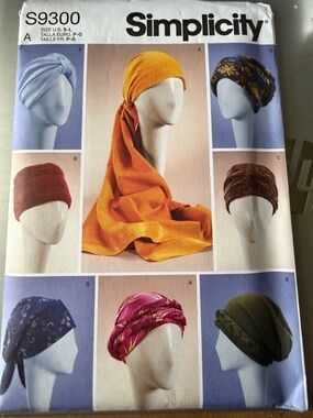 Simplicity 9300 Hats Turban Headwraps Misses Sizes Small Med Large Uncut